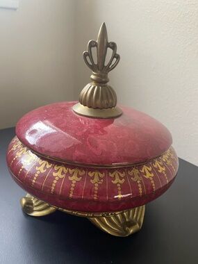 Decorative Red and Gold Lidded decorative Box